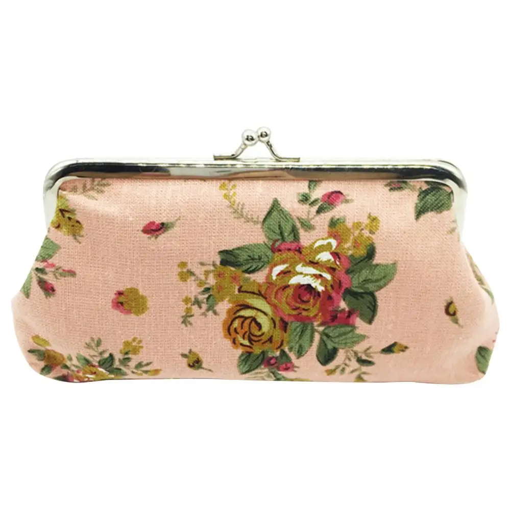 Top Trends: Women Vintage Flower Canvas Kiss Clasp Long Purse Phone Card Cash Holder Wallet кошелек женский Bolsa Feminina Carteras Shoppable Styles