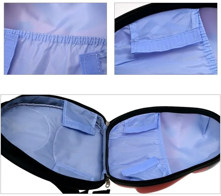 avatud koolikoti sisemus, millel on sinised taskud ja must ääris