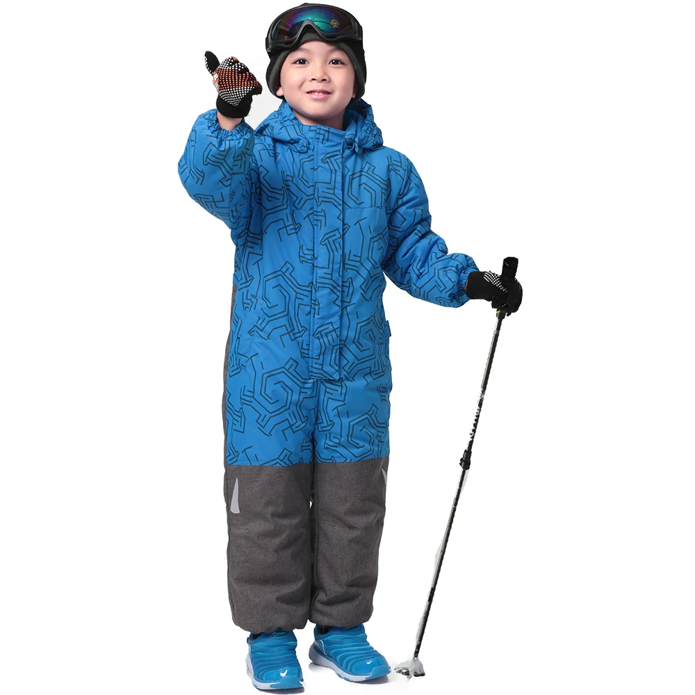 Top Trends: 2016 New Boys Winter Romper Polyester Single Breasted Boys Winter Clothes Hooded Blue Geometric Baby Boys Winter Warm Snowsuit Shoppable Styles