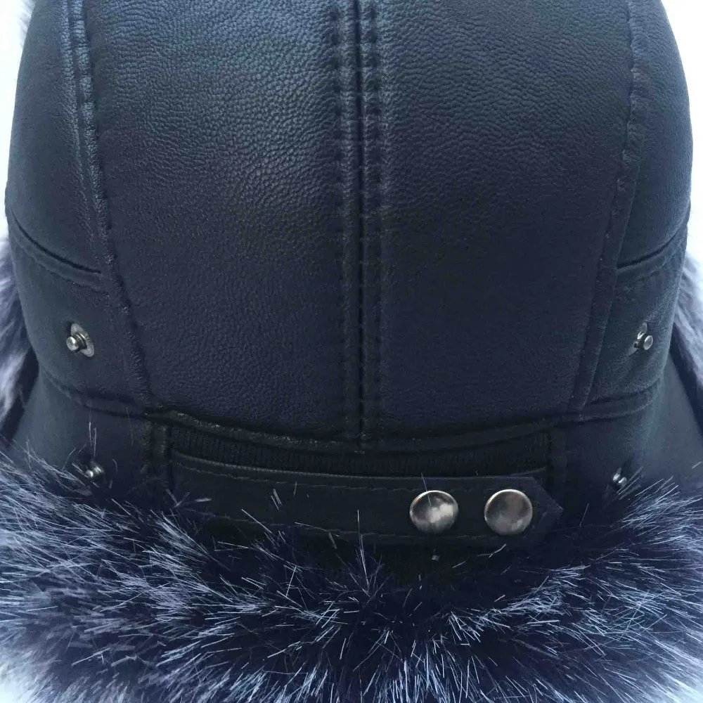 Top Trends: MTTZSYLHH Men's Pilot Hat Fox Fur Russian Winter Hat Warm Upscale Ears Bombshell Artificial Leather Shoppable Styles - Image 6