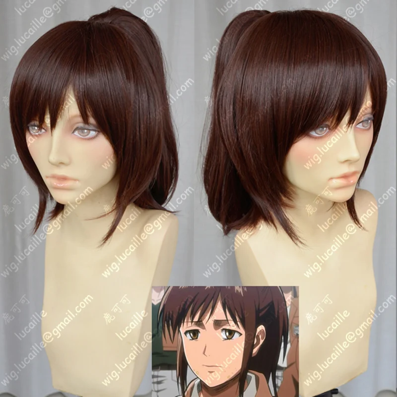 Top Trends: Attack On Titan Sasha Blouse Reddish-brown Hair With Ponytail Clip Heat Resistant Cosplay Costume Wig + Free Wig Cap Shoppable Styles