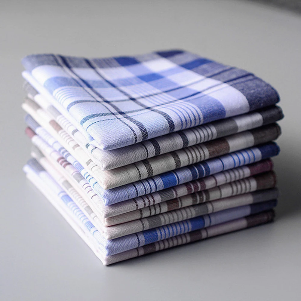 Top Trends: 5Pcs Fashion Plaid Stripe Pocket Square Handkerchiefs For Old Men Classic Soft 38*38cm Random Color Cotton Suit Pocket Square Shoppable Styles