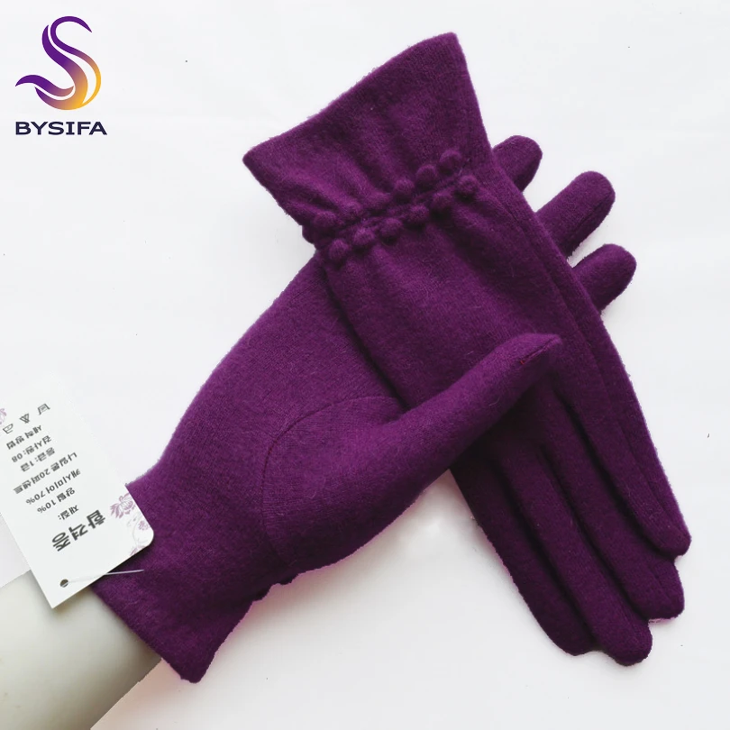 Top Trends: BYSIFA Winter Women Wool Gloves New Thick Warm Touch Screen Ladies Gloves Spring Autumn Soft Elegant Hot Pink Mittens Gloves Shoppable Styles - Image 3