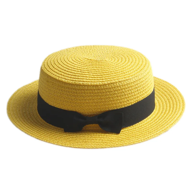 Top Trends: Mistdawn Cute Children Girls Boys Kids Summer Straw Bowler Derby Hat Round Flat Brim Boater Cap Beach Sunhat Shoppable Styles - Image 5