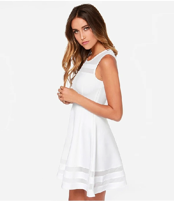 Sleeveless White Chiffon Mini Dress - FashionandLove.com