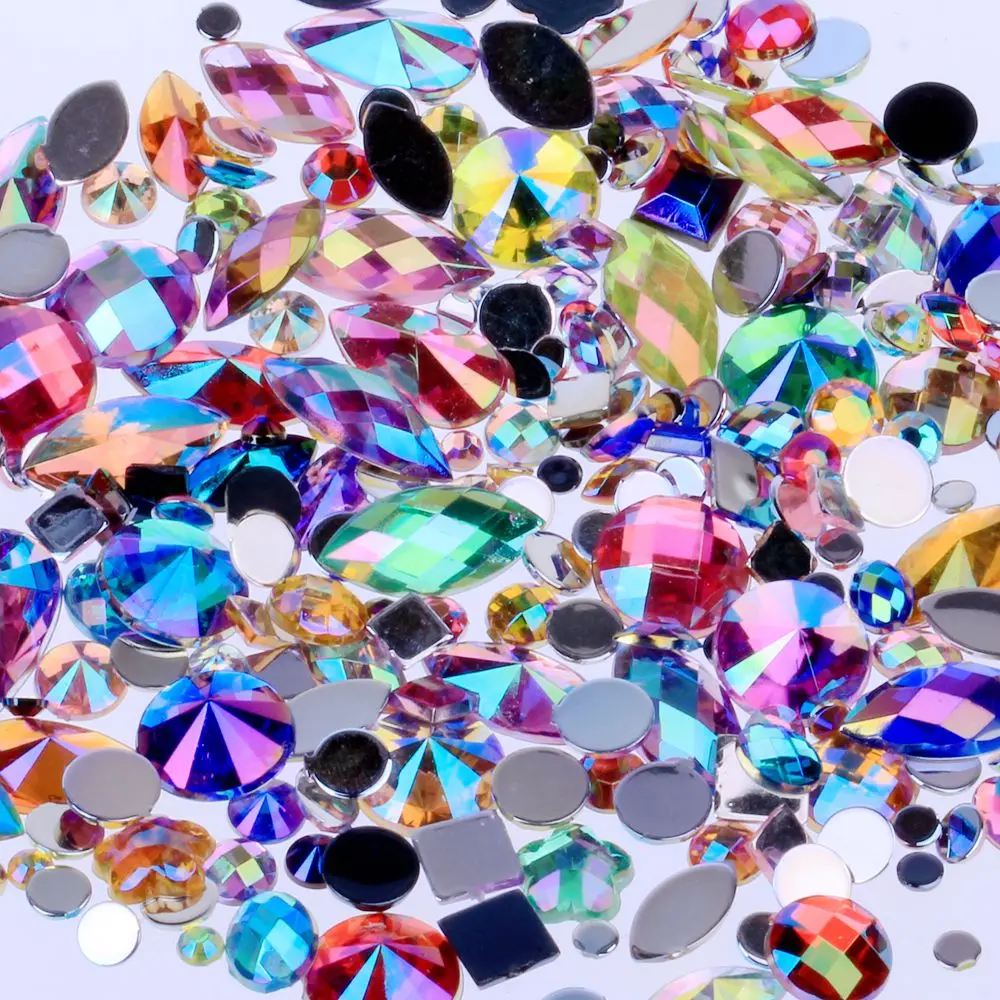 Top Trends: Mixed 300pcs Crystal Clear AB Rhinestones DIY Non Hotfix Flatback Acrylic Nail Stones Gems For 3D Decorations Shoppable Styles