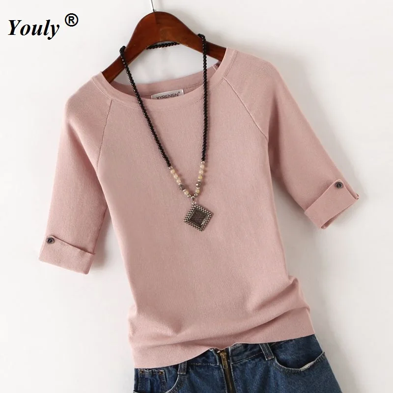 Top Trends: Free Ship Pullover Sweater Ice Cotton Knit Tops Women 2022 Autumn Casual Tees Shirt Ladies Round Neck Slim Winter Bottoming Tops Shoppable Styles