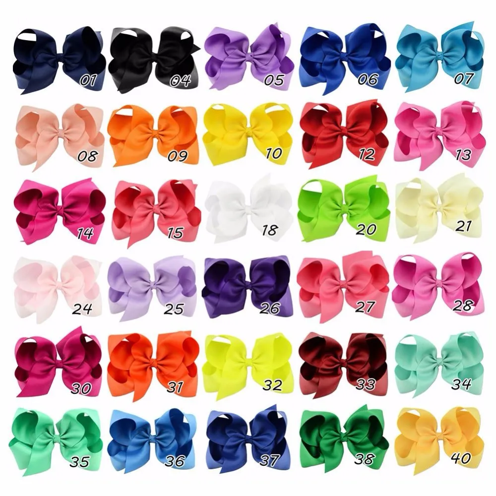 Top Trends: 1Pcs 6 Inch 40 Colorful Kids Girls Big Solid Ribbon Hair Bow Clips With Large Hairpins Boutique Hairclips Hair Accessories 588 Shoppable Styles - Image 2