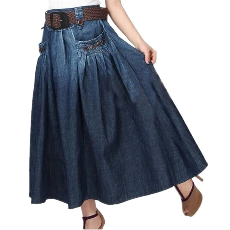 Top Trends: TIYIHAILEY Fashion Denim All-match Loose Casual Jeans Skirt Elastic Waist Long Skirt For Women With Belt S-4XL Shoppable Styles