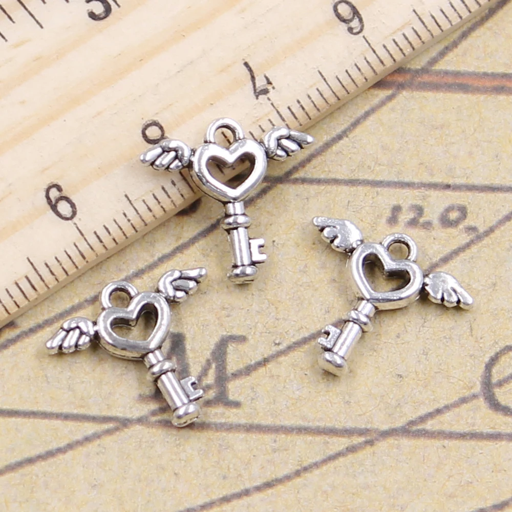 Top Trends: 30pcs Charms Fly Key 14x14mm Antique Bronze Silver Color Pendants Making DIY Handmade Jewelry Factory Wholesale Shoppable Styles