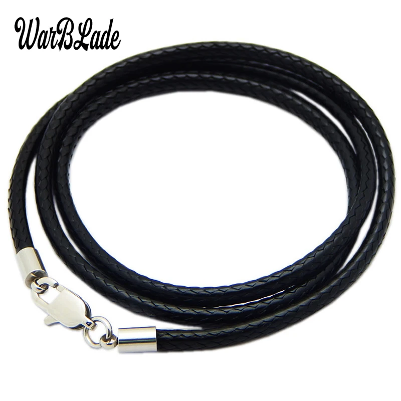 Top Trends: WarBLade 1.5mm 2mm 3mm Leather Cord Black Necklace Chain Stainless Steel Lobster Clasp Connector Round Waxed Rope For Men Women Shoppable Styles