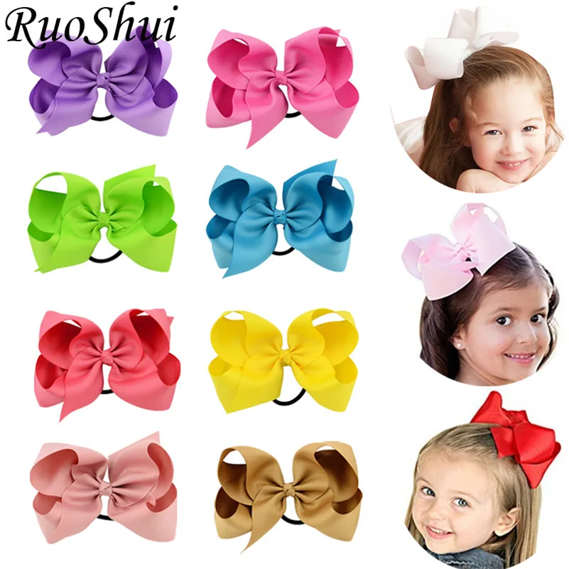 Top Trends: 6 Inch Solid Color Hair Bows Hair Ties Boutique Elastic Hair Bands Kids Scrunchies Rubber Ponytail Holder Girls Hair Accessories Shoppable Styles