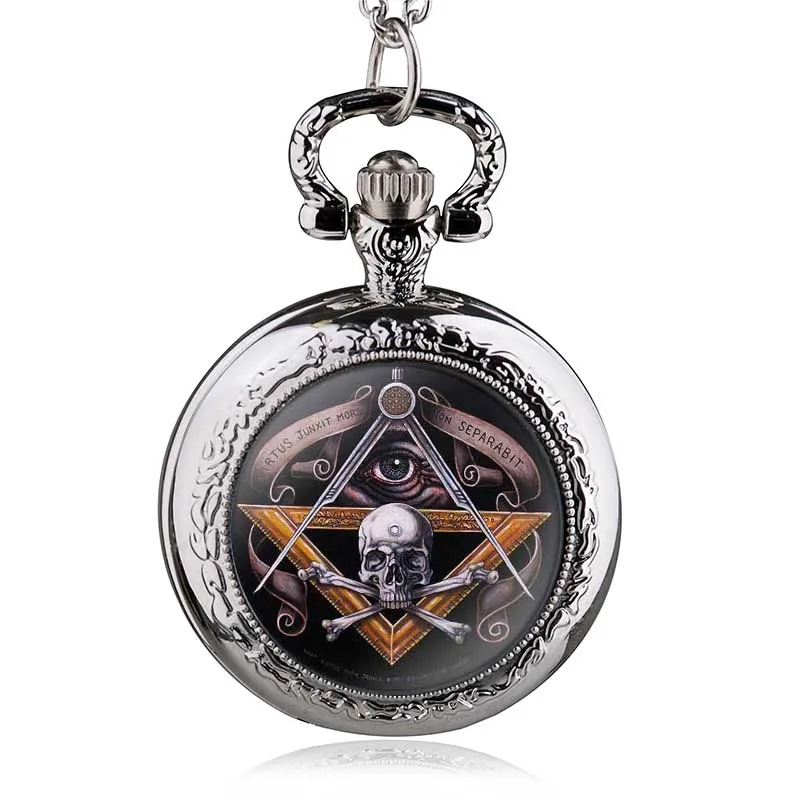 Top Trends: Antique Vintage Skull Masonic Pocket Watch Retro Bronze Pendant Necklace Quartz Watches Men Gifts Shoppable Styles