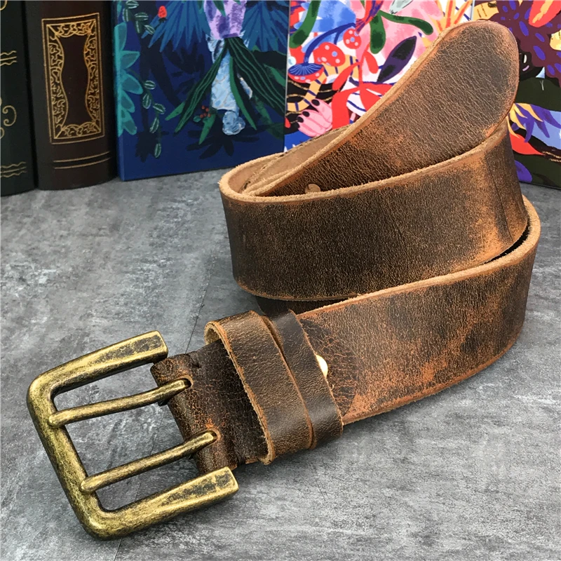 Top Trends: Super Wide 4.2CM Luxury Thick Genuine Leather Men Belt Double Buckle Belt Ceinture Leather Belt Men Jeans Trouser Belt MBT0018 Shoppable Styles