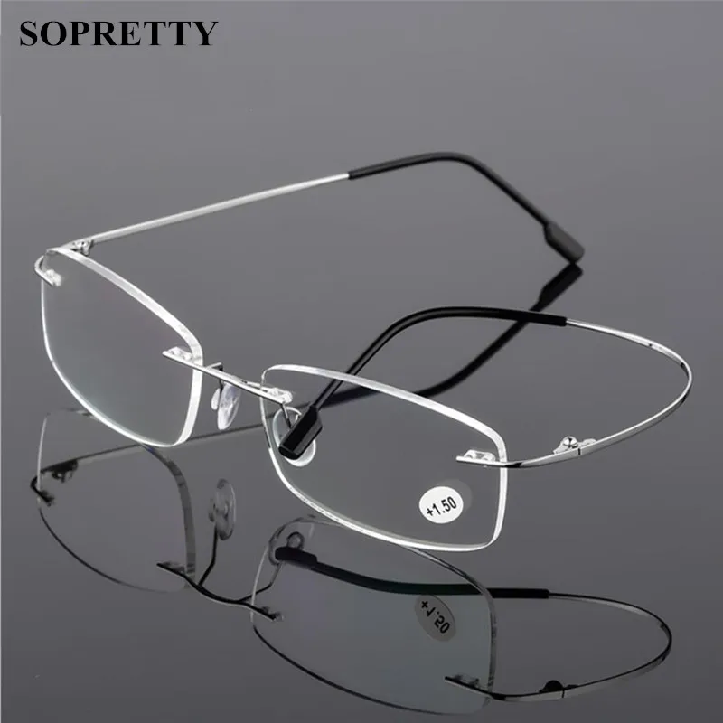 Top Trends: Unisex Titanium Alloy Rimless Reading Glasses , Women High Definition Anti Fatigue Ultralight Frameless Presbyopia Eyewear A859 Shoppable Styles