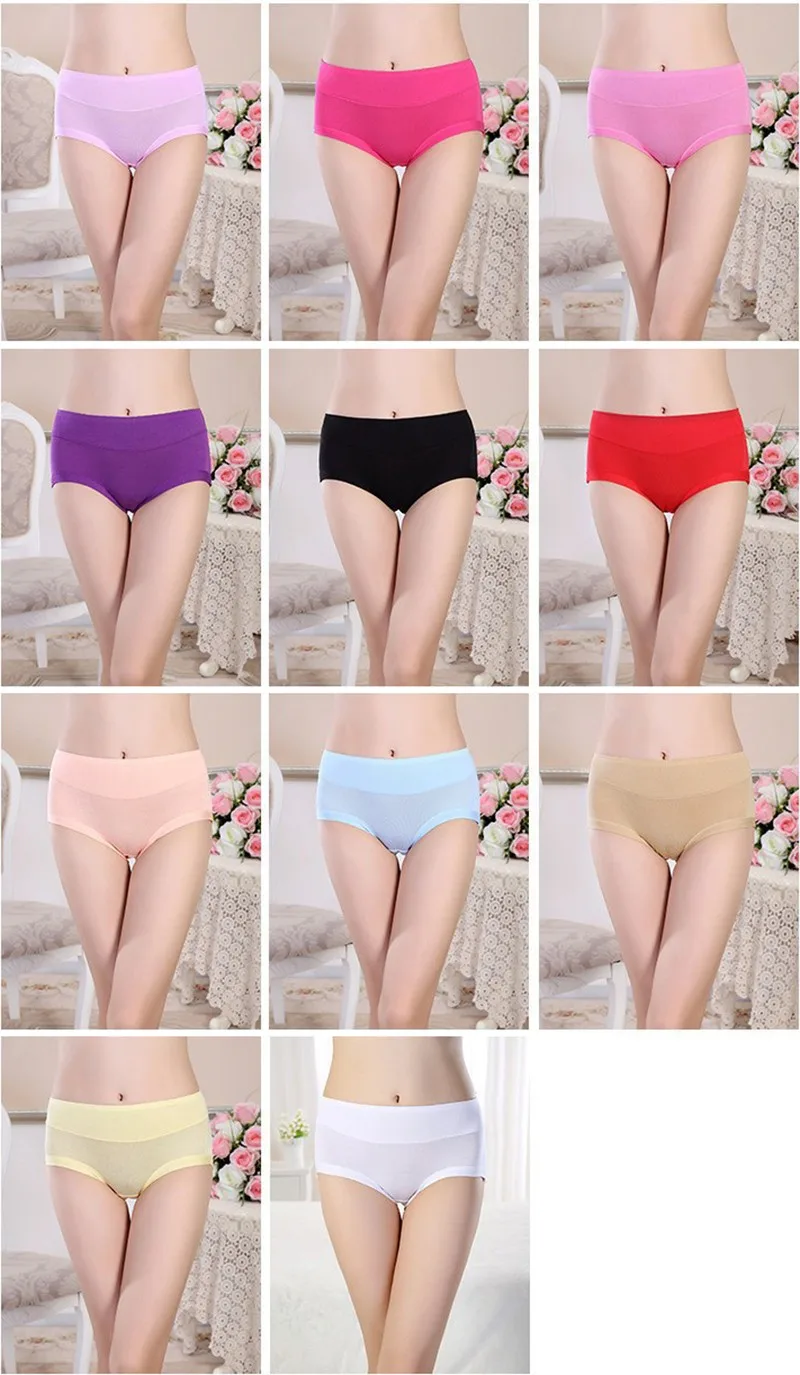 erinevates värvitoonides bambuskangast naiste püksikud mannekeenil