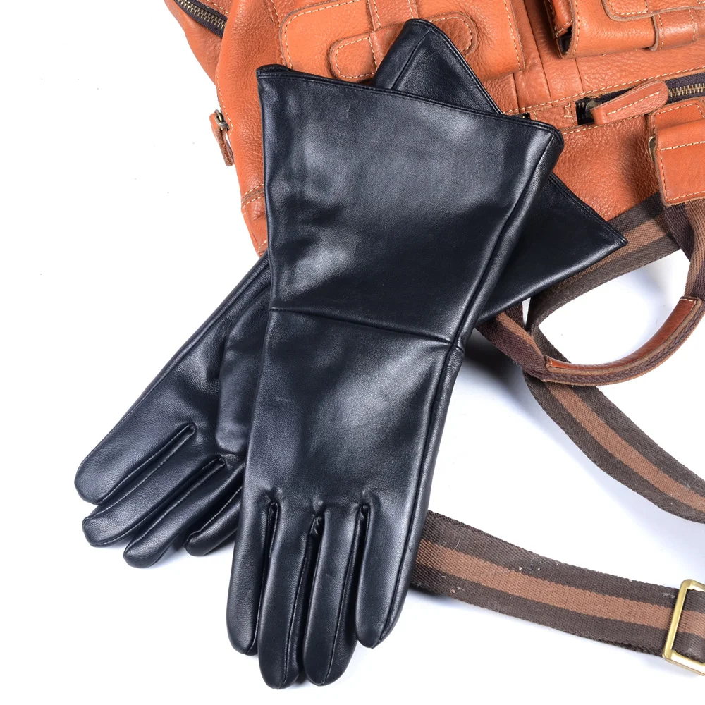 Top Trends: 35CM MEN'S BLACK SHEEPSKIN LEATHER MEDIEVAL RENAISSANCE LONG CUFF GAUNTLET GLOVES Shoppable Styles - Image 3