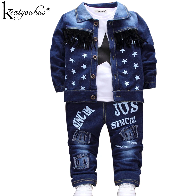 Top Trends: 2024 Fashion Spring Autumn Baby Boys Clothes Set Sports Suit Children Sets Kids Clothes Denim Clothes For Boys Clothing 1-4 Year Shoppable Styles