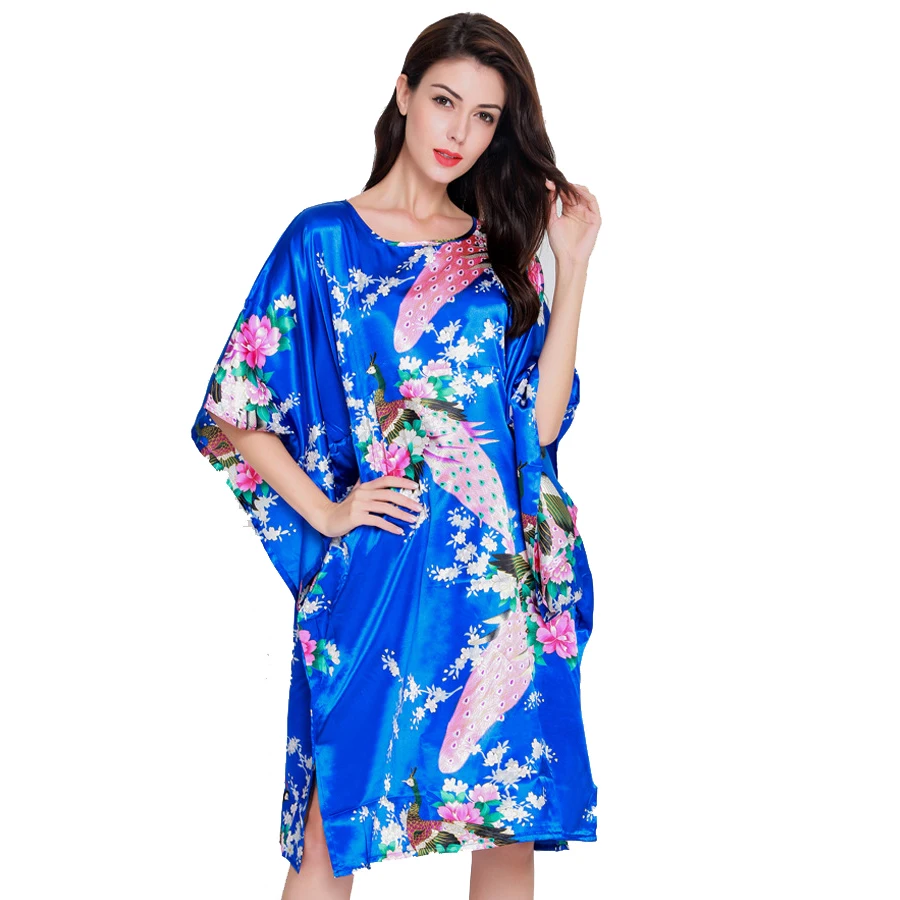 Top Trends: High Fashion Blue Chinese Female Polyester Robe Gown Novelty Vintage Yukata Casual Sleepwear Wholesale Retail One Size S014-Q Shoppable Styles