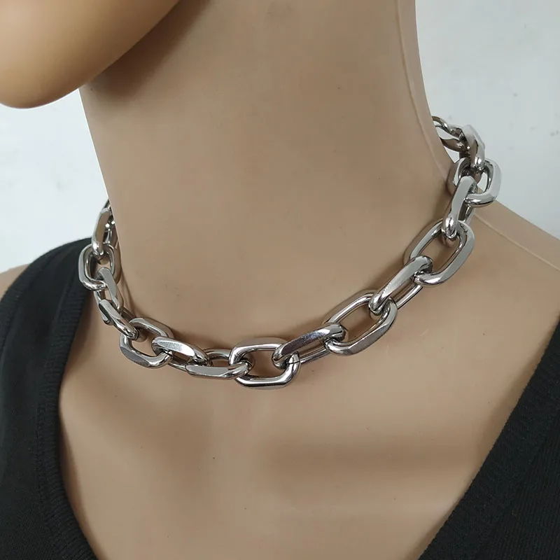 Top Trends: SHIXIN Punk Exaggerated Heavy Metal Big Thick Chain Choker Necklace Women Goth Fashion Night Club Jewelry Shoppable Styles