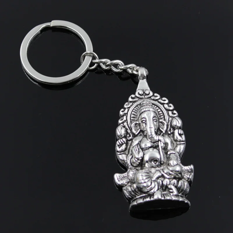 Top Trends: New Fashion Men 30mm Keychain DIY Metal Holder Chain Vintage Ganesha Buddha Elephant 62x32mm Silver Color Pendant Gift Shoppable Styles