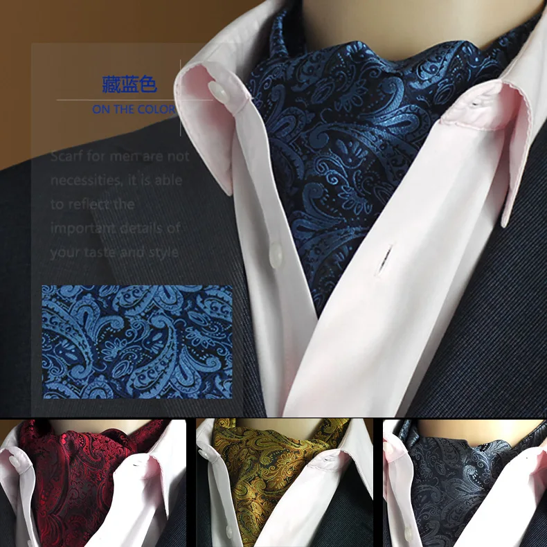 Top Trends: SHENNAIWEI Gold Paisley Floral Silk Men Blue Ascot Cravat Jacquard Ties Woven Party Shirt Elegant Dress Lote Shoppable Styles