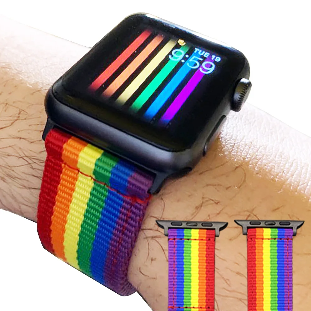 Top Trends: Rainbow Nylon Watchband 38mm 40mm 41mm 42mm 44mm 45mm For Apple Watch Series 7 6 SE 5 4 3 Bracelet Watch Strap For Iwatch Band Shoppable Styles