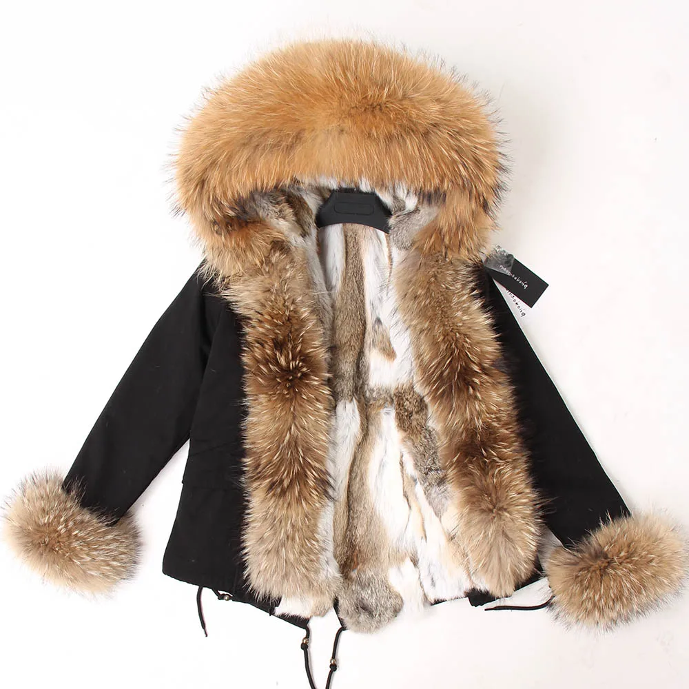 Top Trends: Maomaokong Women Short Parka Winter Long Jacket Parkas Real Fur Coat Natural Fox Fur Hood Real Rabbit Fur Liner Outerwear Shoppable Styles