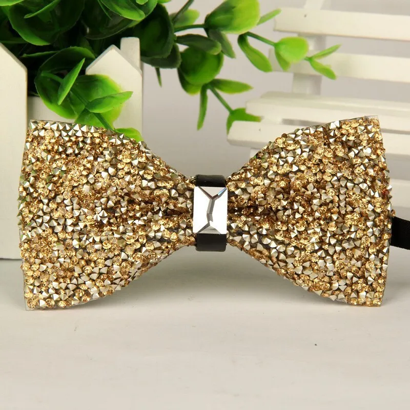 Top Trends: SHENNAIWEI Fashion Mens High-grade Gold Diamond Crystal Gem Bow Tie 12cm-6cm Butterfly Bowties Lots Shoppable Styles