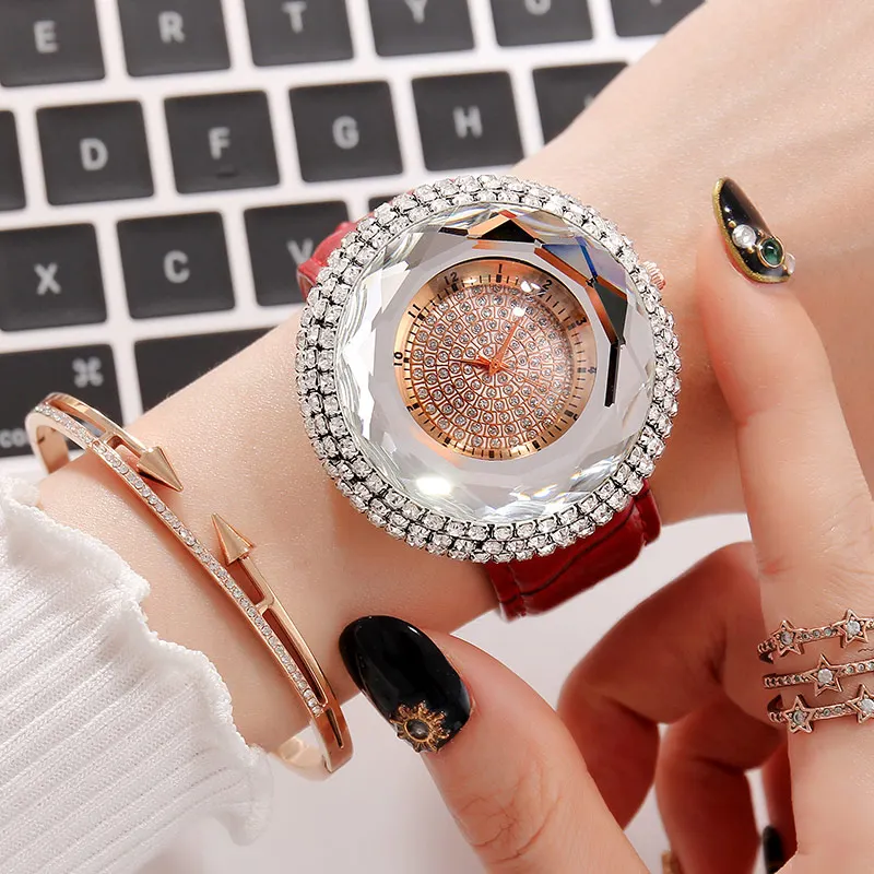 Top Trends: Luxury White Rhinestone Ladies Dress Watch Leather Bracelet Quartz Womens Wristwatch Fashion Causual Montre Femme 2020 Shoppable Styles