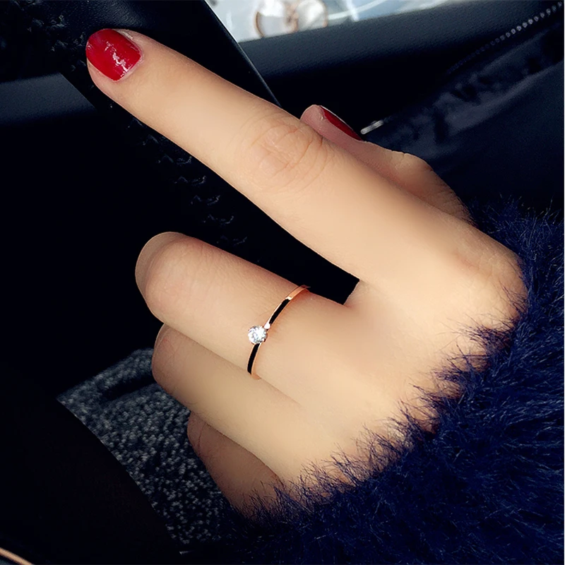 Top Trends: Fine Jewelry Titanuim Steel Rose Gold Color Ring CZ Crystal Ring For Women Couple Finger Rings Love Wedding Size3-9 R101 Shoppable Styles - Image 4