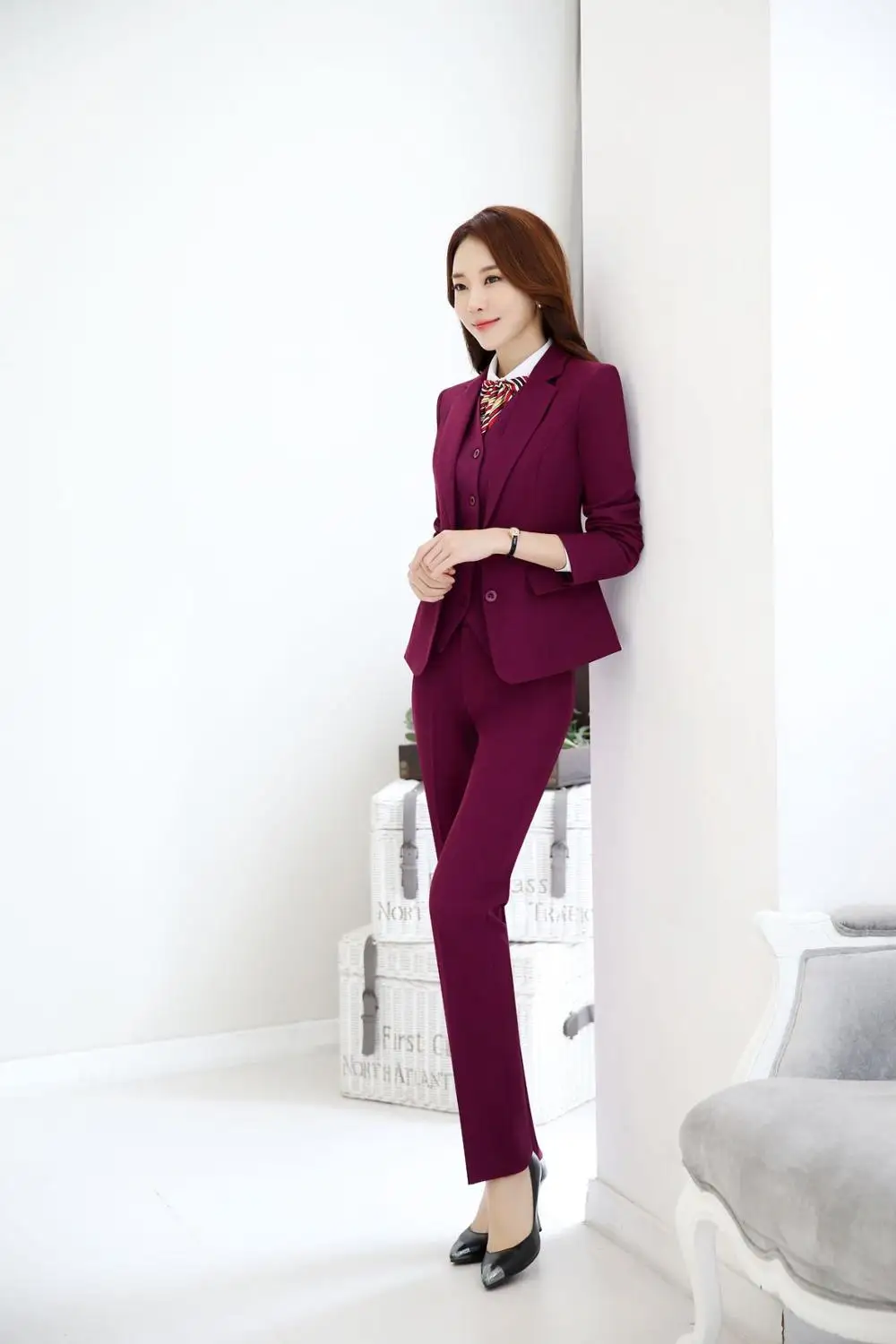 Top Trends: IZICFLY New Spring Autumn Elegant Blue Office Uniform Designs Women Set With Trouser 2 Pieces Business Pant Suits Shoppable Styles - Image 2