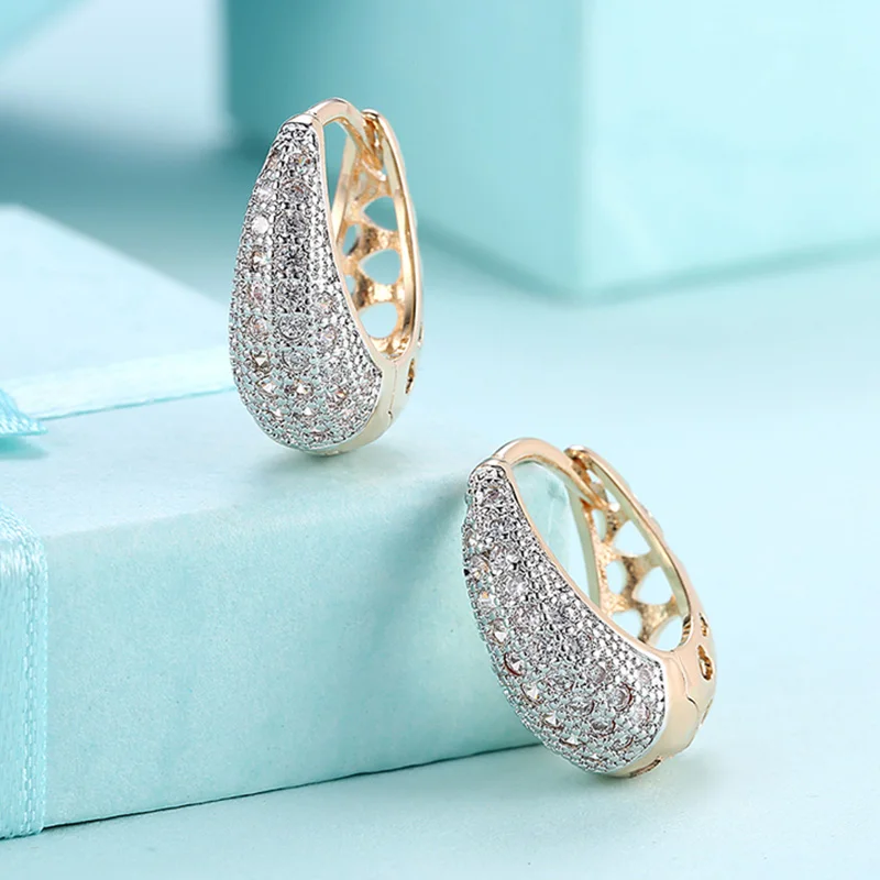 Top Trends: 2023 New 925 Silver 18K Gold Zircon Crystal Hoop Earrings For Women Wedding Fashion Jewelry Shoppable Styles - Image 3