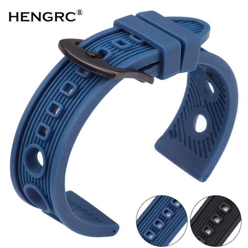 Top Trends: Rubber Silicone Watch Band Strap Black Blue Soft Sports Diving Watchbands Bracelet Silver Black Buckle Watches Accessories Shoppable Styles