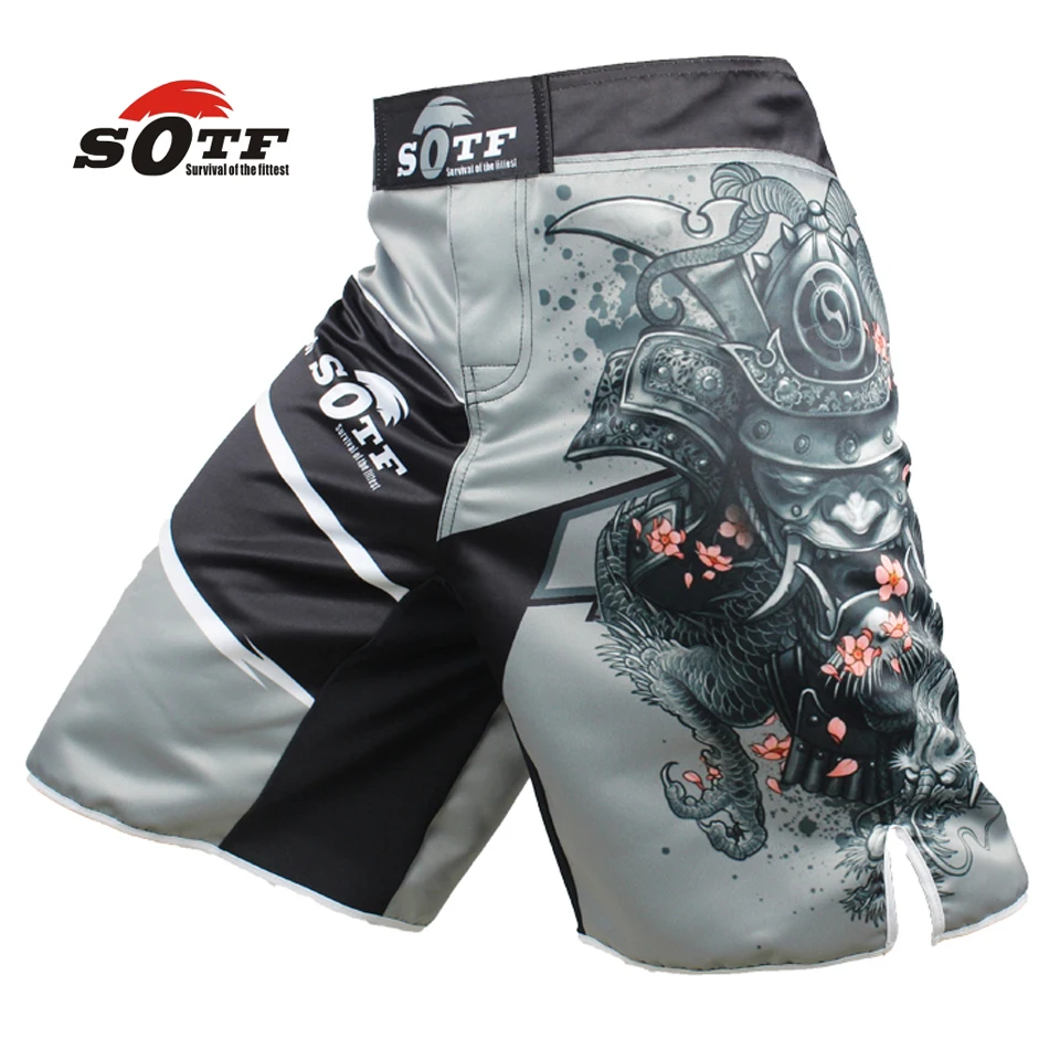 Top Trends: SOTF Men's Japanese Warrior Gray Sports Fitness Angle Pants Tiger Muay Thai Boxing Shorts Mma Short Kickboxing Boxeo Pretorian Shoppable Styles