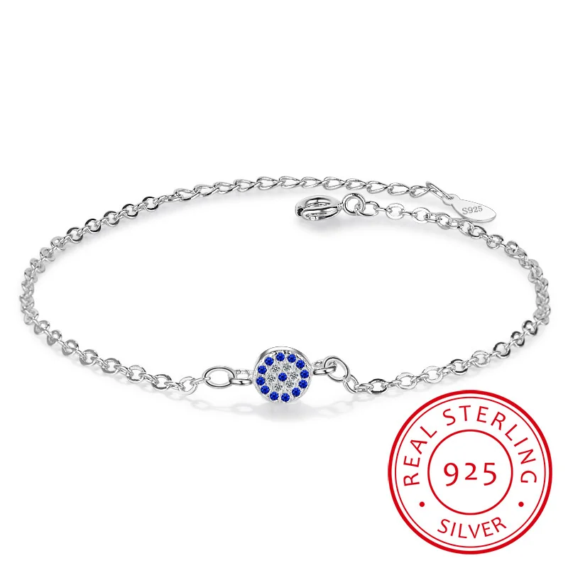 Top Trends: Luxury 925 Sterling Silver Bracelets Cz Crystal Charms Bracelet Blue Enamel Lucky Eye Beads Bracelet For Women Turkey Jewelry Shoppable Styles