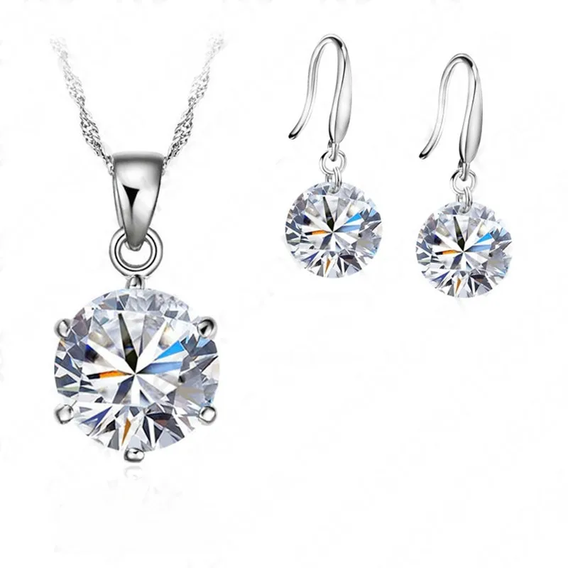 Top Trends: New Fashion Crystal Jewelry Set Cubic Zirconia CZ Pendant Necklace 925 Sterling Silver Jewelry Set Gift For Women Lovers Shoppable Styles - Image 4