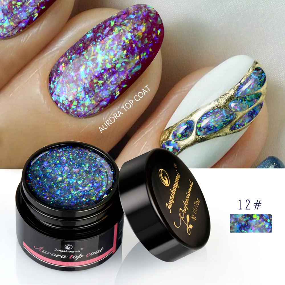 Top Trends: Fengshangmei 5g Aurora Gel Nail Polish Top Coat Hybrid Gel Varnish Clear UV Gellak Glittler Lacquer Art Vernis Semi Permanent Shoppable Styles