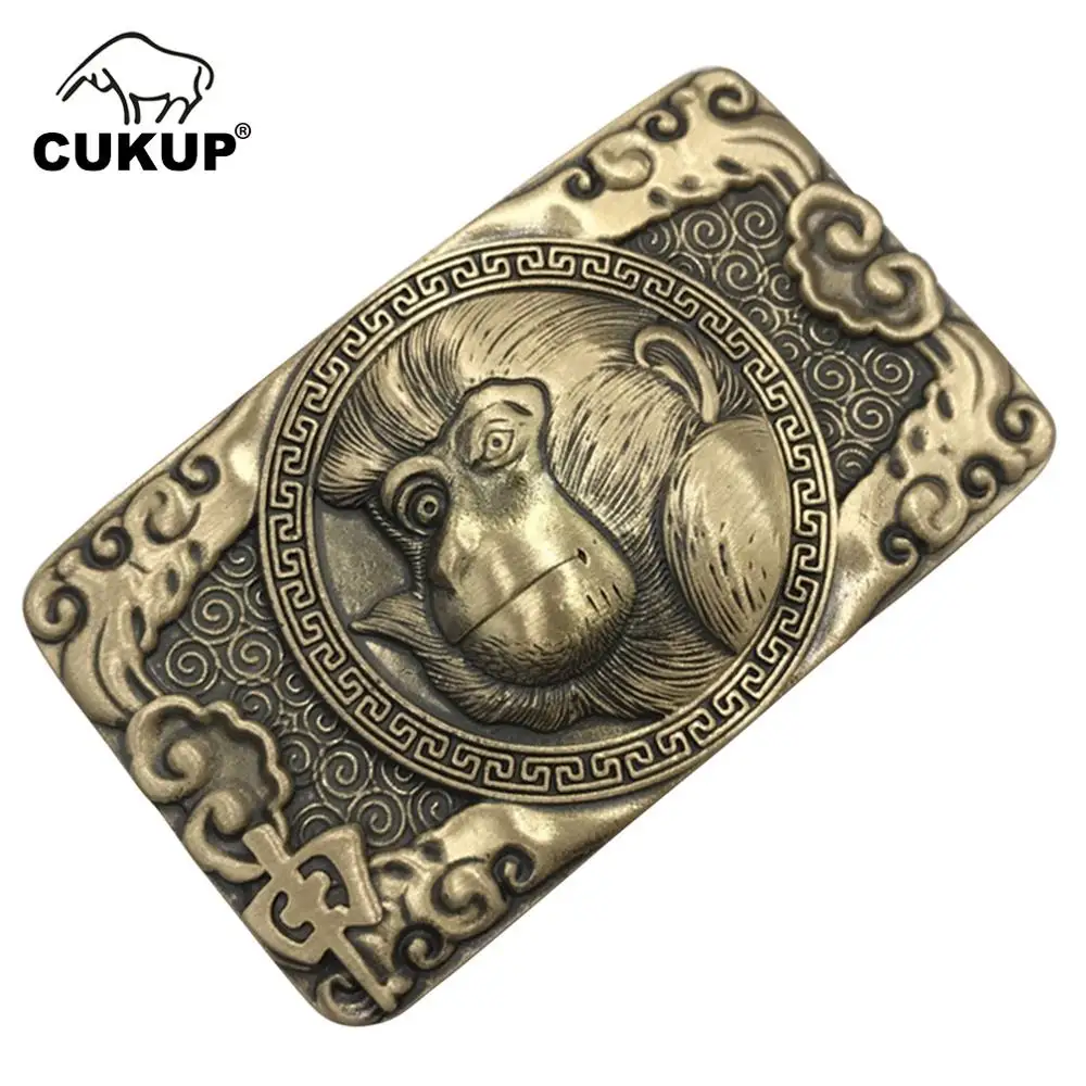 Top Trends: CUKUP New Design Animals Pattern Chinese Zodiac Brass Metal Buckle Cowboy Styles Solid Copper Belt Buckles For Men 2022 BRK041 Shoppable Styles