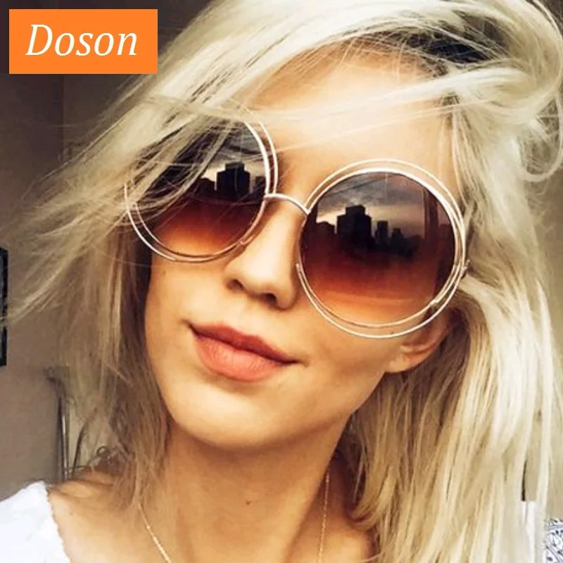 Top Trends: Newest Round Oversized Sunglasses For Women Driving Mirror Sun Glasses Female Big Frame Gradient Lens Eyewear Oculos De Sol Shoppable Styles