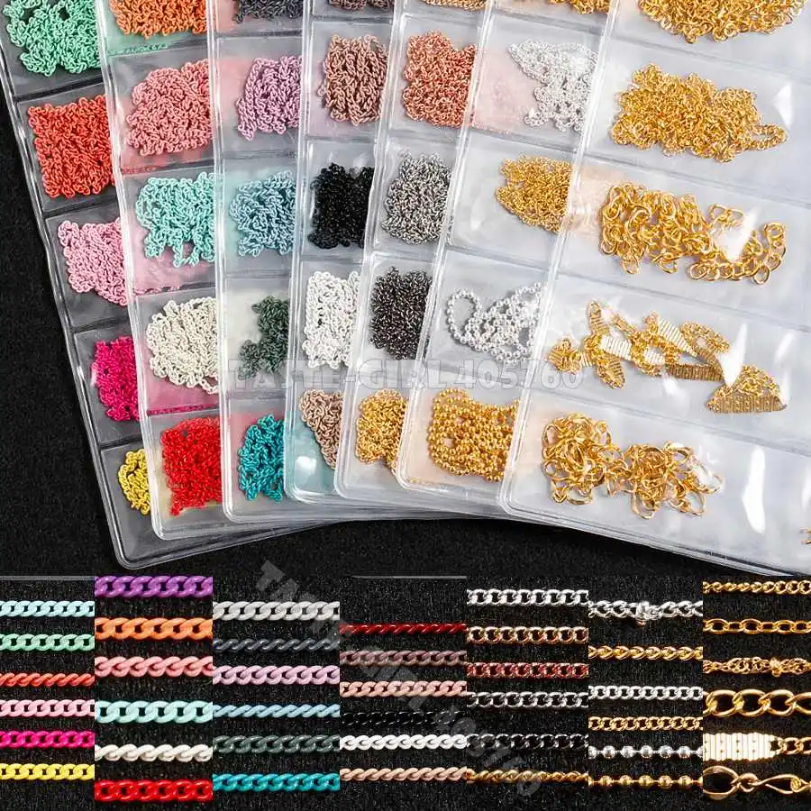 Top Trends: 6 Grids / Pack Multi-colored All Various Shapes Chains Ring Buckle Metal 3D Studs Nail Art Alloy Decorations Manicure DIY Shoppable Styles