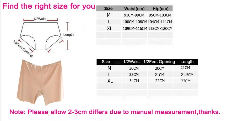 beezid pikema säärega naiste aluspüksid suuruste tabeliga