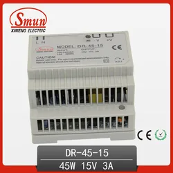 45W 15V 3A Din-rail switching power supply with CE ROHS  1 year warranty