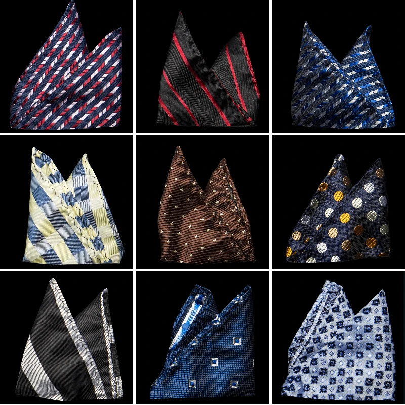 Top Trends: Silk Hankerchief Scarves Vintage Hankies Men's Pocket Square Handkerchiefs Striped Solid Snot Rag 22*22 Cm Shoppable Styles