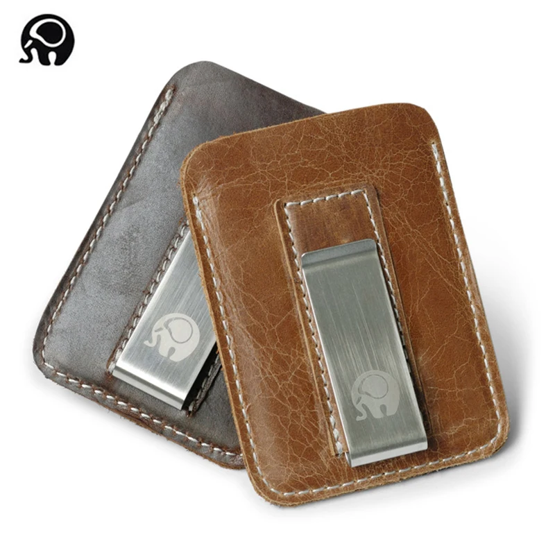 Top Trends: Wholesale Genuine Leather Money Clip Metal Men Card Pack Slim Bills Cash Clips Clamp For Money Thin Billfold Holder Cheap NEW Shoppable Styles