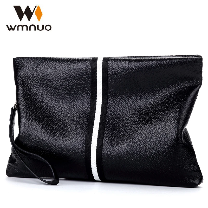 Top Trends: Wmnuo Authentic Hand Bag Men Stripe Real Leather Cowhide Clutches Male Pouch Wallet Designer Envelope Bag Korean Edition Hot Shoppable Styles