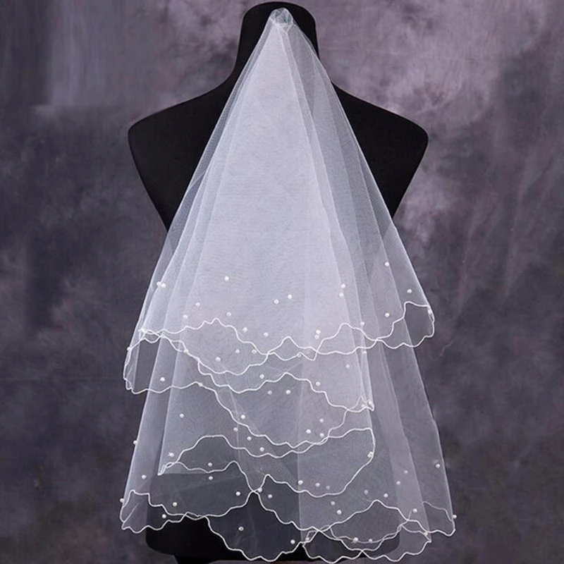 Top Trends: Women Pearl Bridal Veils Wedding Dress Veil Layers Tulle Ribbon Edge Wedding Accessories Shoppable Styles