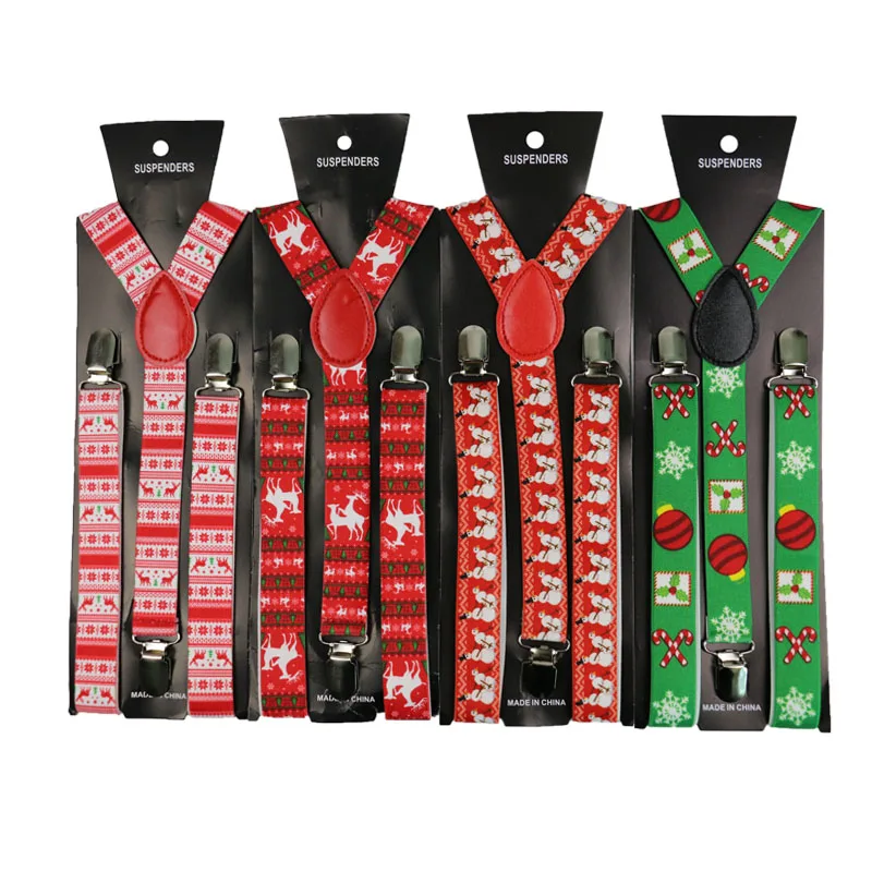 Top Trends: 2019 New High Quality 2.5CM Wide Christmas Red Print Suspender Adjustable Fashion Y-back Braces Suspenders Xmas Gifts Shoppable Styles