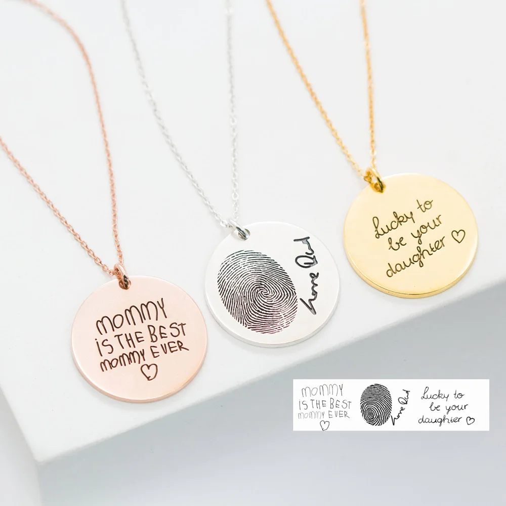 Top Trends: 20MM Disc Personalized Custom Actual Handwriting Signature Memorial Pendant Necklace Jewelry Shoppable Styles