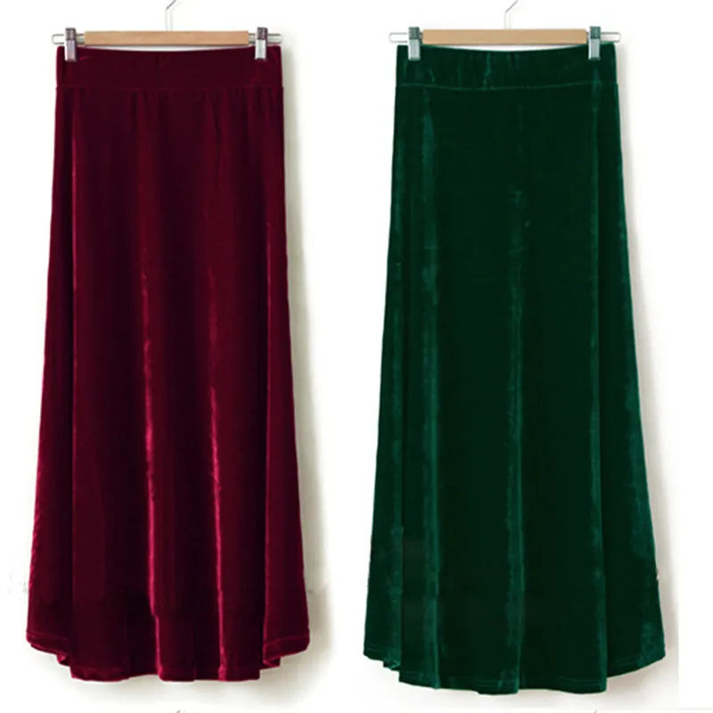 Top Trends: TIYIHAILEY XS-10XL New Long Maxi A-Line Women Elastic Waist Winter Customer Made Velour Pleated Velvet Skirt Shoppable Styles